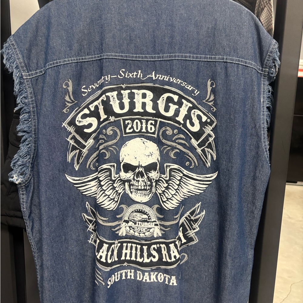 Sturgis Mens Blowout Sleeveless Button Down Shirt